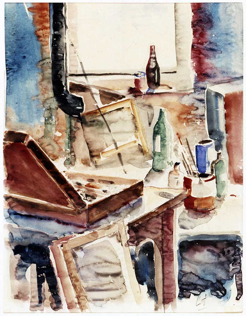 Il mio studio a Firenze - acquerello - 23x18 - 1935